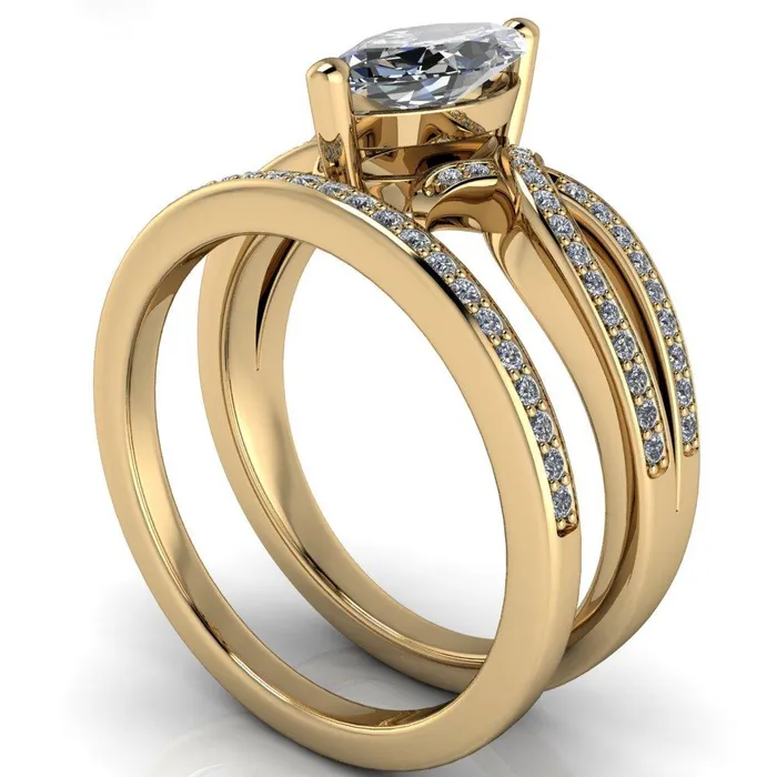 Eden Marquise Center Stone Diamond Channel Split Shank Ring Fire Brilliance Rings