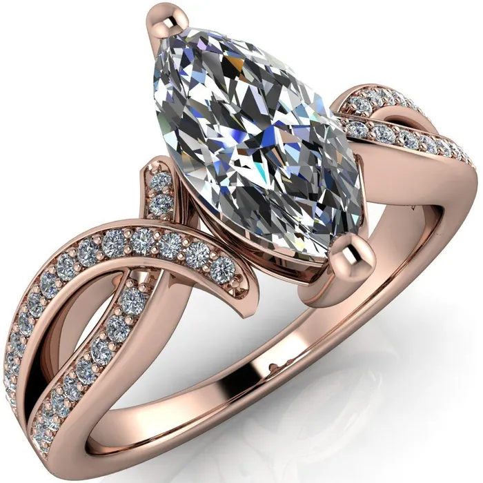 Eden Marquise Center Stone Diamond Channel Split Shank Ring Fire Brilliance Rings