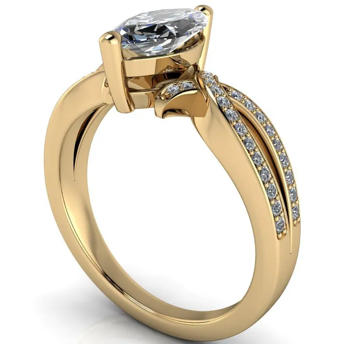 Eden Marquise Center Stone Diamond Channel Split Shank Ring Fire Brilliance Rings