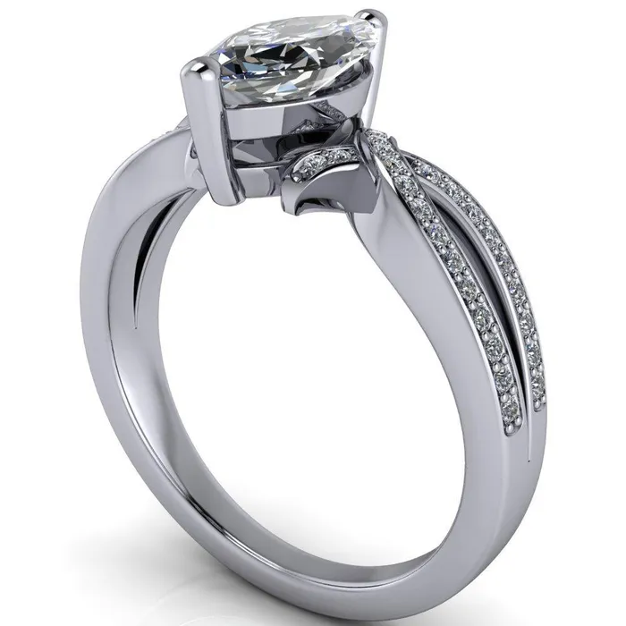 Eden Marquise Center Stone Diamond Channel Split Shank Ring Fire Brilliance Rings