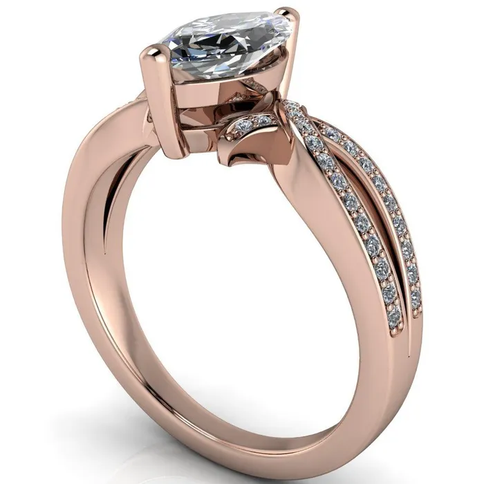 Eden Marquise Center Stone Diamond Channel Split Shank Ring Fire Brilliance Rings