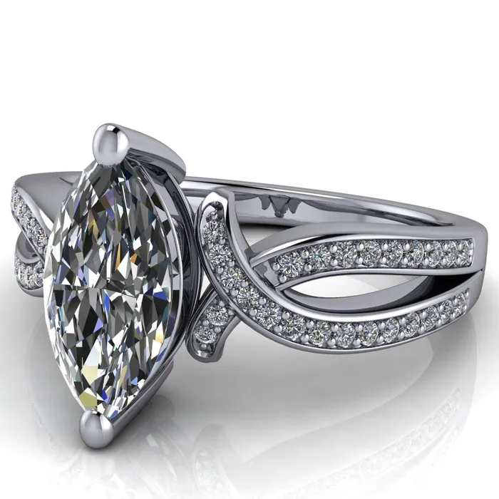 Eden Marquise Center Stone Diamond Channel Split Shank Ring Fire Brilliance Rings