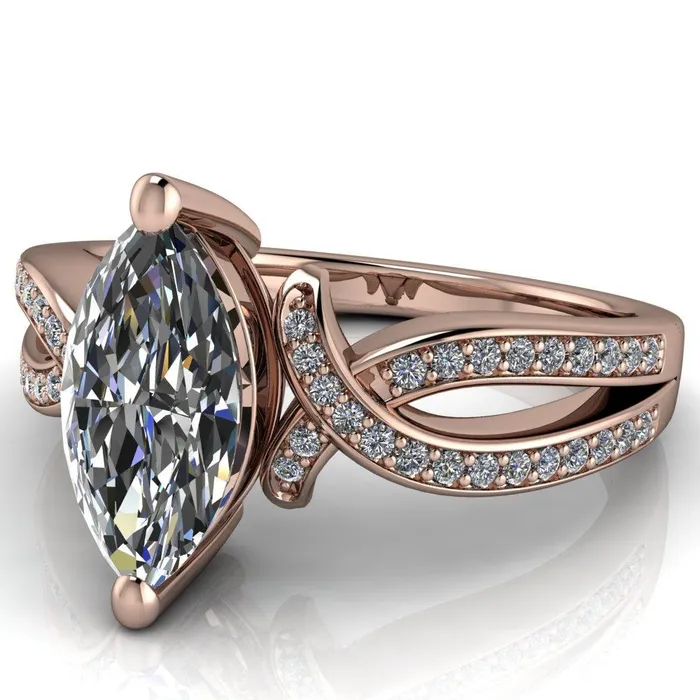 Eden Marquise Center Stone Diamond Channel Split Shank Ring Fire Brilliance Rings