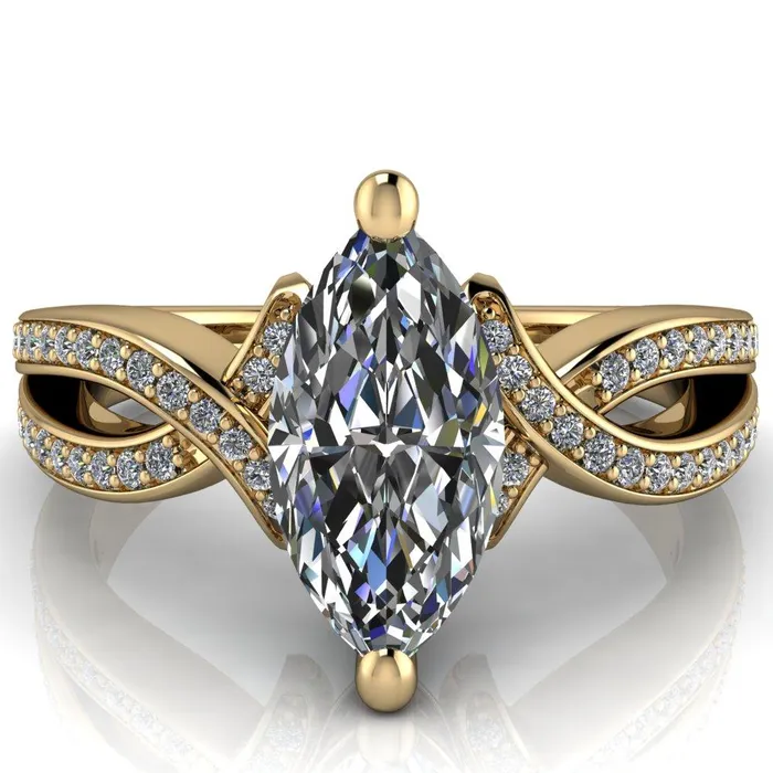 Eden Marquise Center Stone Diamond Channel Split Shank Ring Fire Brilliance Rings