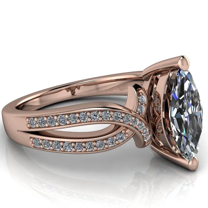 Eden Marquise Center Stone Diamond Channel Split Shank Ring Fire Brilliance Rings