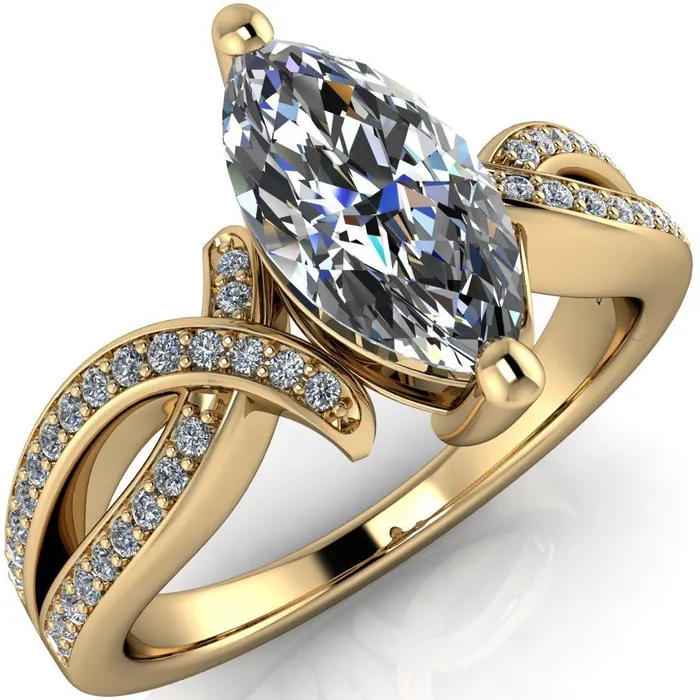 Eden Marquise Center Stone Diamond Channel Split Shank Ring Fire Brilliance Rings