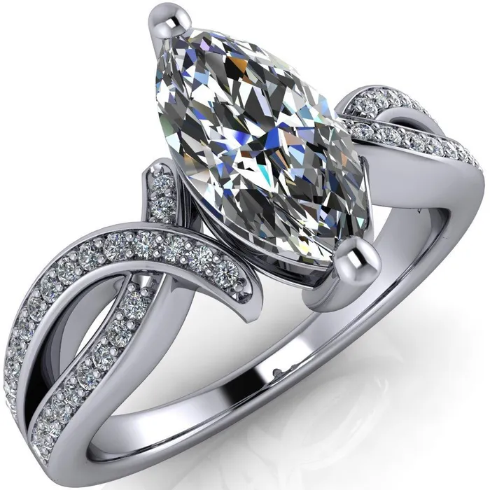 Eden Marquise Center Stone Diamond Channel Split Shank Ring Fire Brilliance Rings