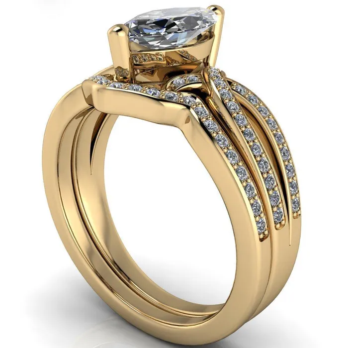 Eden Marquise Center Stone Diamond Channel Split Shank Ring Fire Brilliance Rings