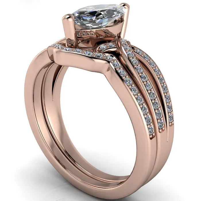 Eden Marquise Center Stone Diamond Channel Split Shank Ring Fire Brilliance Rings