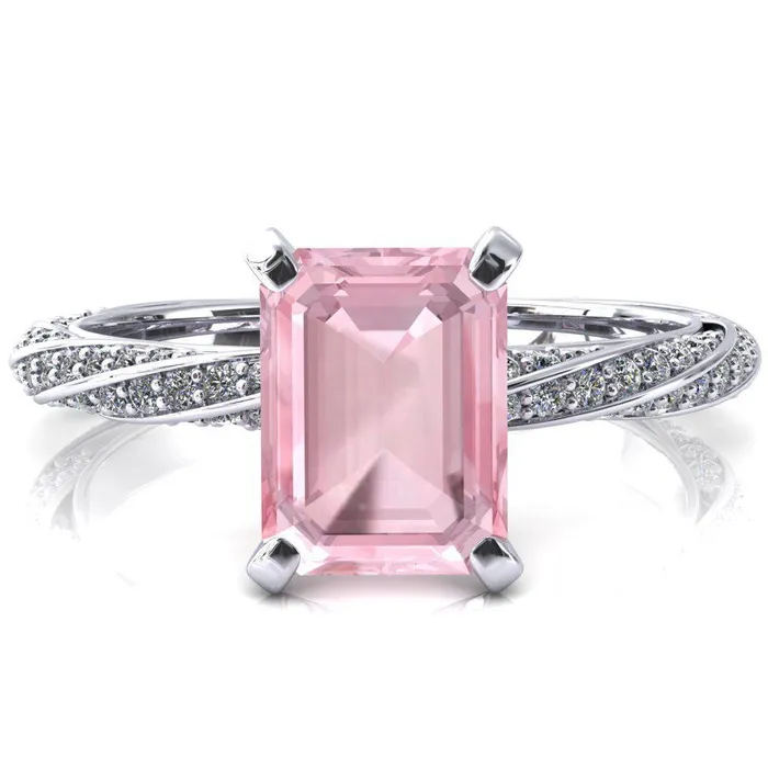 Elysia Emerald Pink Sapphire 4 Prong 34 Eternity Diamond Accent Ring Fire Brilliance Rings Elysia Emerald Pink Sapphire 4 Prong 34 Eternity Diamond Accent Ring Fire Brilliance Rings