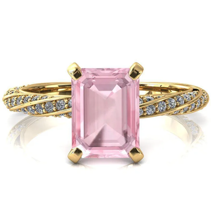 Elysia Emerald Pink Sapphire 4 Prong 34 Eternity Diamond Accent Ring Fire Brilliance Rings
