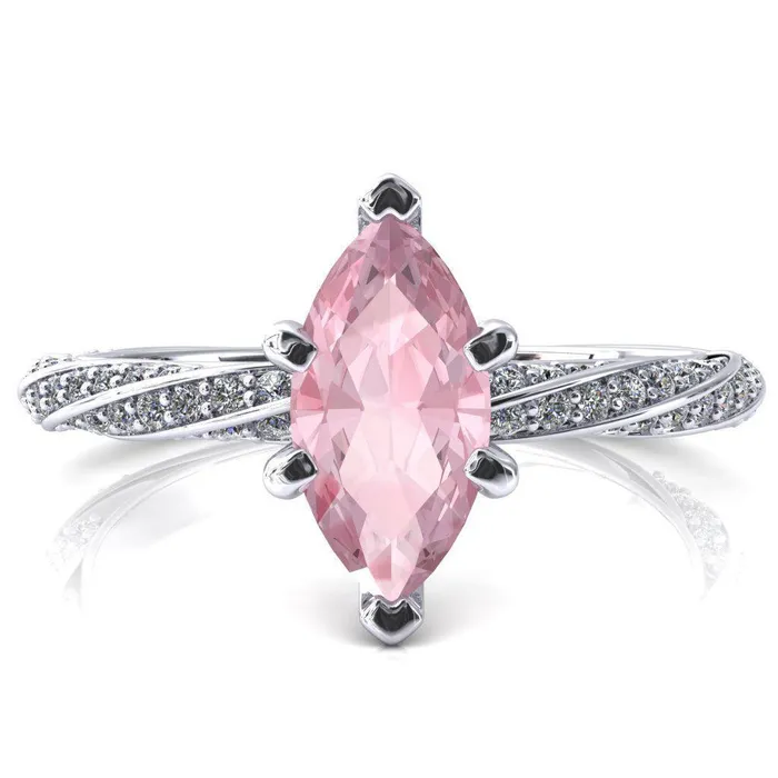 Elysia Marquise Pink Sapphire 6 Prong 34 Eternity Diamond Accent Ring Fire Brilliance Rings Elysia Marquise Pink Sapphire 6 Prong 34 Eternity Diamond Accent Ring Fire Brilliance Rings