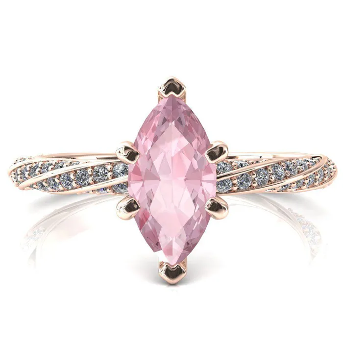 Elysia Marquise Pink Sapphire 6 Prong 34 Eternity Diamond Accent Ring Fire Brilliance Rings