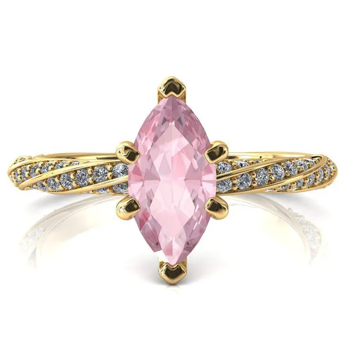 Elysia Marquise Pink Sapphire 6 Prong 34 Eternity Diamond Accent Ring Fire Brilliance Rings