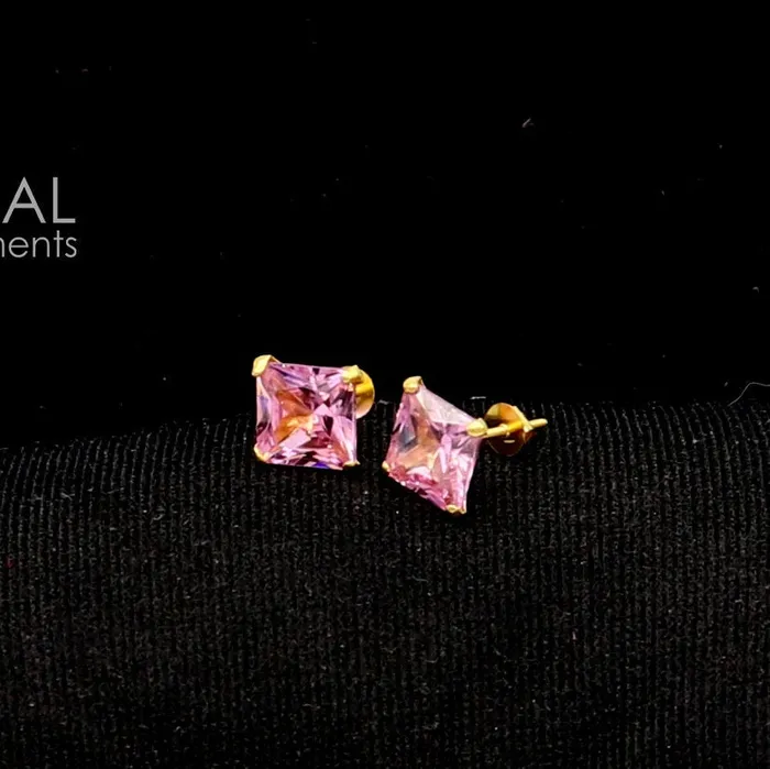 Exclusive 14kt yellow gold handmade single cubic zircon stone square shape stud earring cartilage customized unisex jewelry er180 TRIBAL ORNAMENTS Earrings Exclusive 14kt yellow gold handmade single cubic zircon stone square shape stud earring cartilage customized unisex jewelry er180 TRIBAL ORNAMENTS Earrings