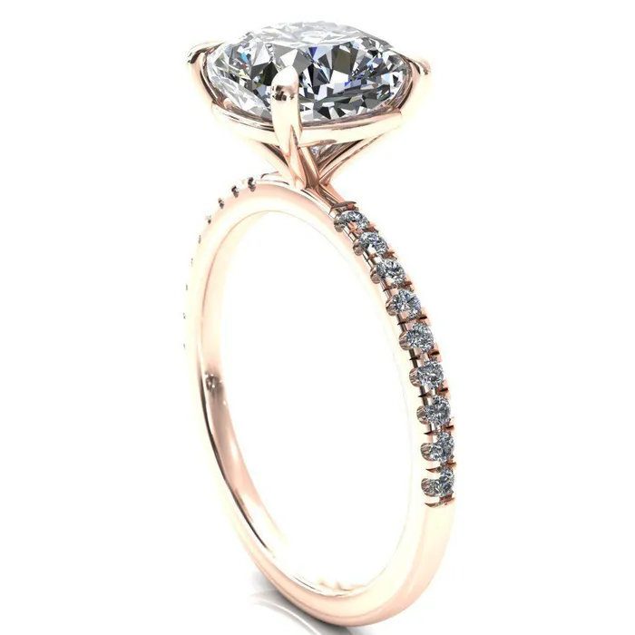 Fire Brilliance Alessandra Cushion Center Stone 4 Claw Prong Diamond Accent Engagement Ring Rings