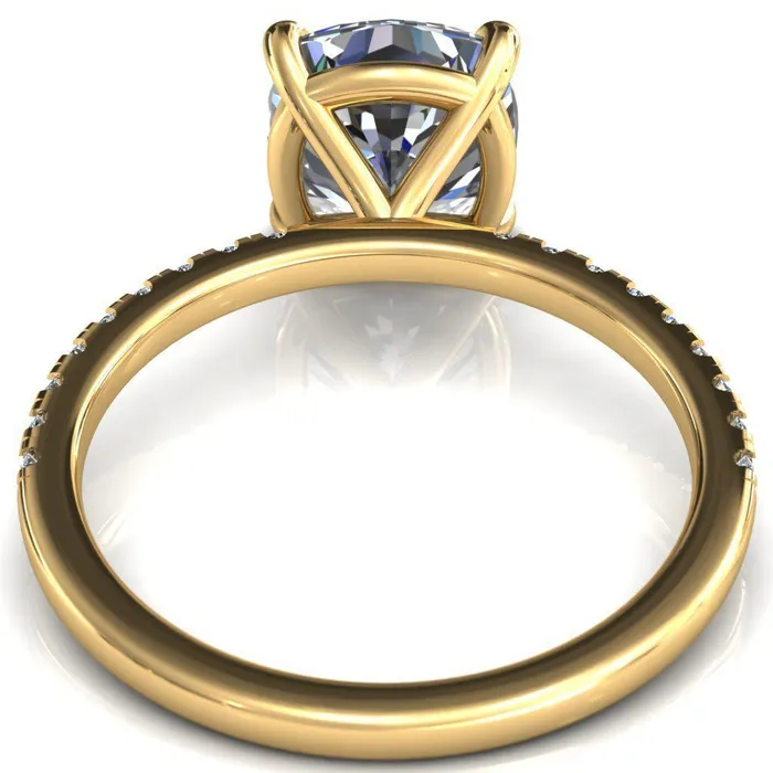 Fire Brilliance Alessandra Cushion Center Stone 4 Claw Prong Diamond Accent Engagement Ring Rings