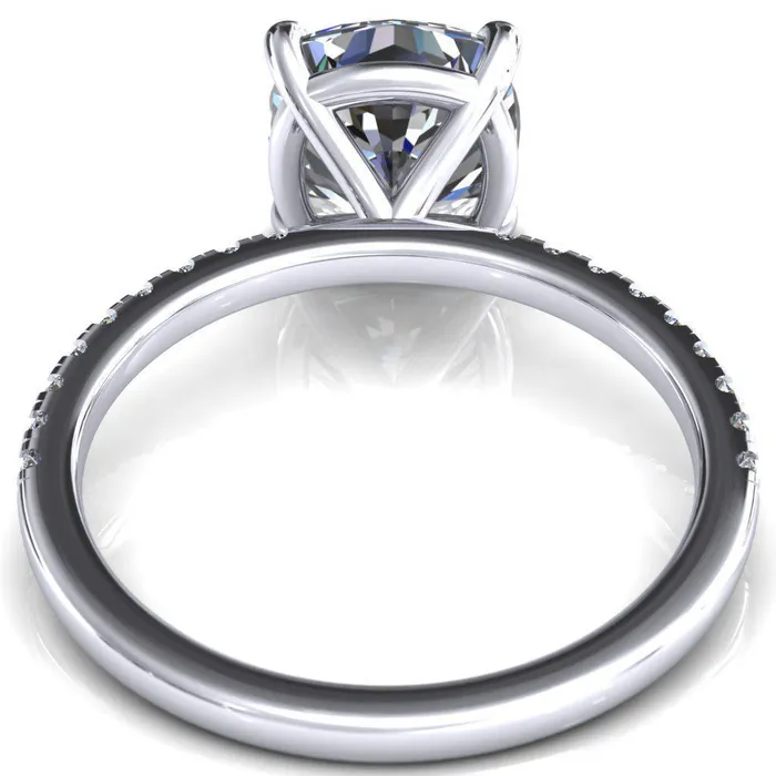 Fire Brilliance Alessandra Cushion Center Stone 4 Claw Prong Diamond Accent Engagement Ring Rings