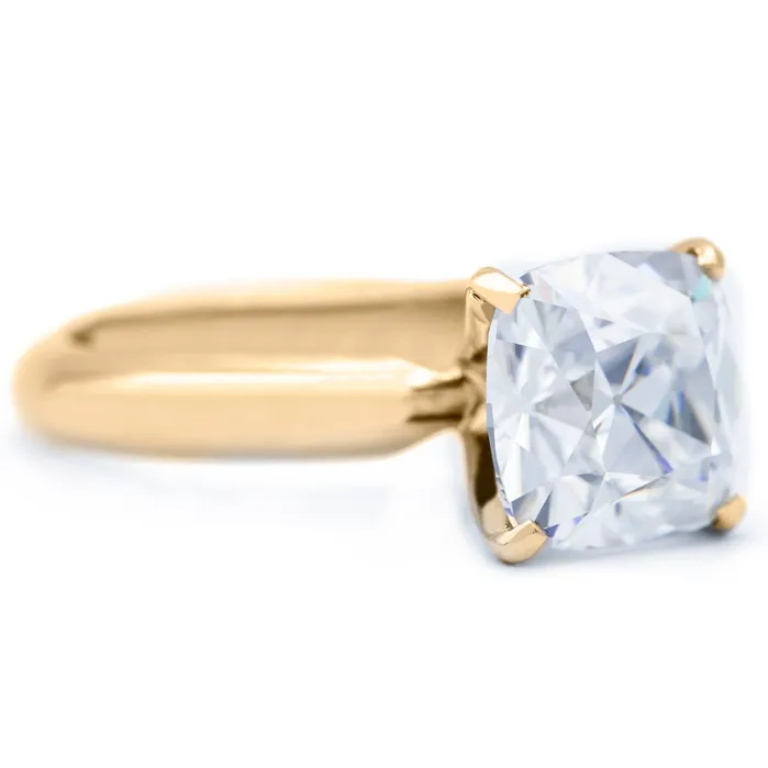 Fire Brilliance Cushion Old Mine Cut OMC Heirloom Moissanite 4 Prongs FANCY Solitaire Ring Rings