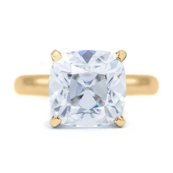 Fire Brilliance Cushion Old Mine Cut OMC Heirloom Moissanite 4 Prongs FANCY Solitaire Ring Rings