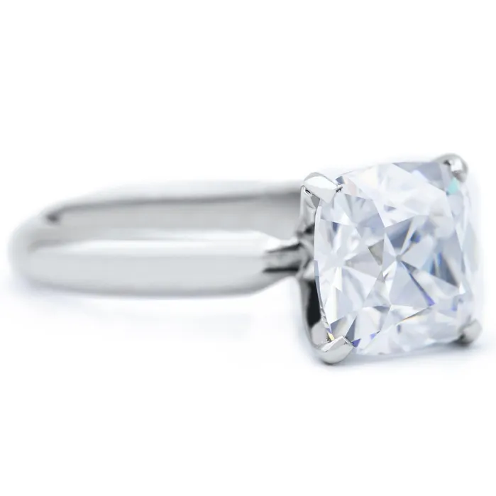 Fire Brilliance Cushion Old Mine Cut OMC Heirloom Moissanite 4 Prongs FANCY Solitaire Ring Rings