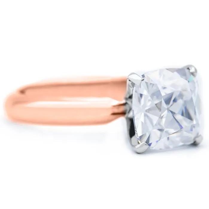 Fire Brilliance Cushion Old Mine Cut OMC Heirloom Moissanite 4 Prongs FANCY Solitaire Ring Rings