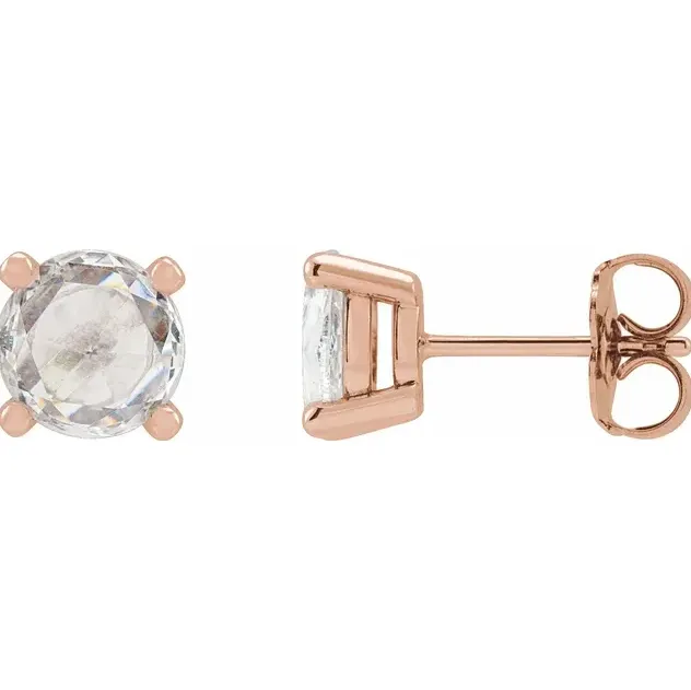 Fire Brilliance Earrings Rose Cut Moissanite 4 Prong Stud Earrings