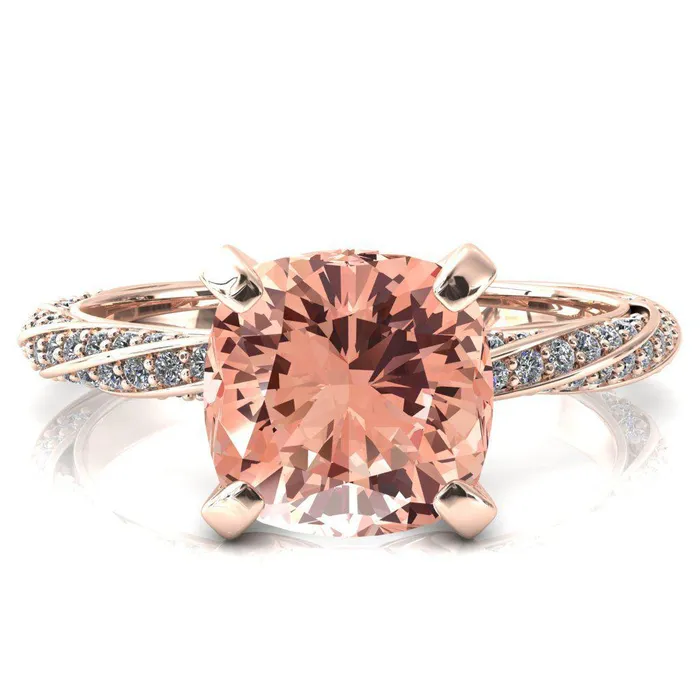 Fire Brilliance Elysia Cushion Champagne Sapphire 4 Prong 34 Eternity Diamond Accent Ring Rings