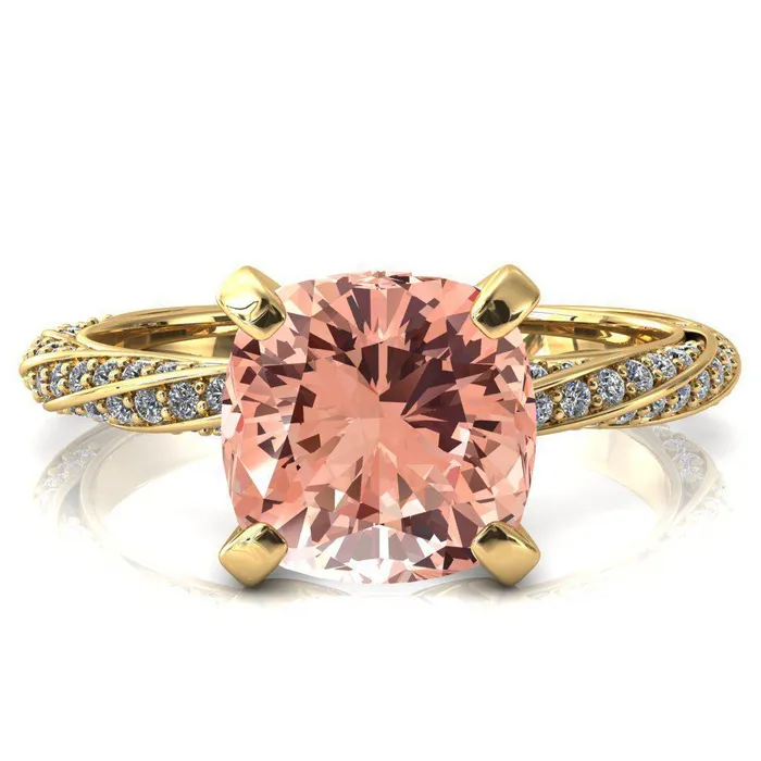 Fire Brilliance Elysia Cushion Champagne Sapphire 4 Prong 34 Eternity Diamond Accent Ring Rings