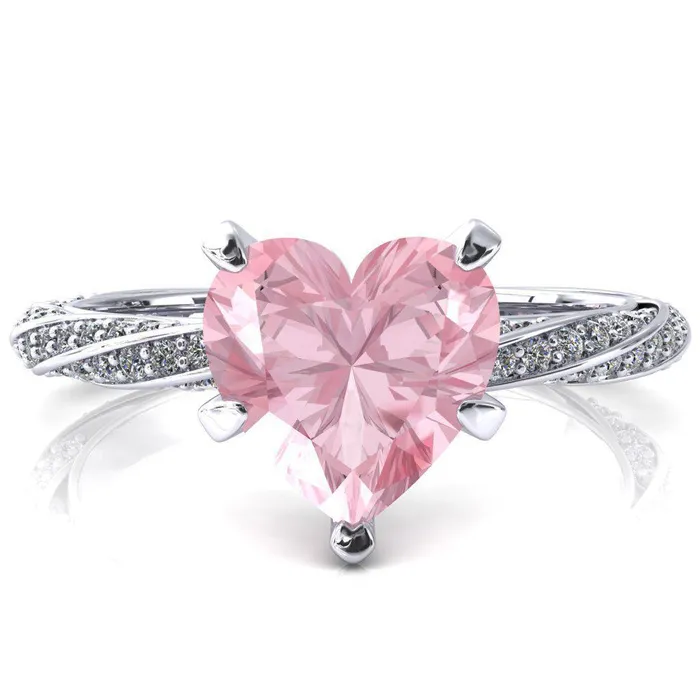 Fire Brilliance Elysia Heart Pink Sapphire 5 Prong 34 Eternity Diamond Accent Ring Rings Fire Brilliance Elysia Heart Pink Sapphire 5 Prong 34 Eternity Diamond Accent Ring Rings