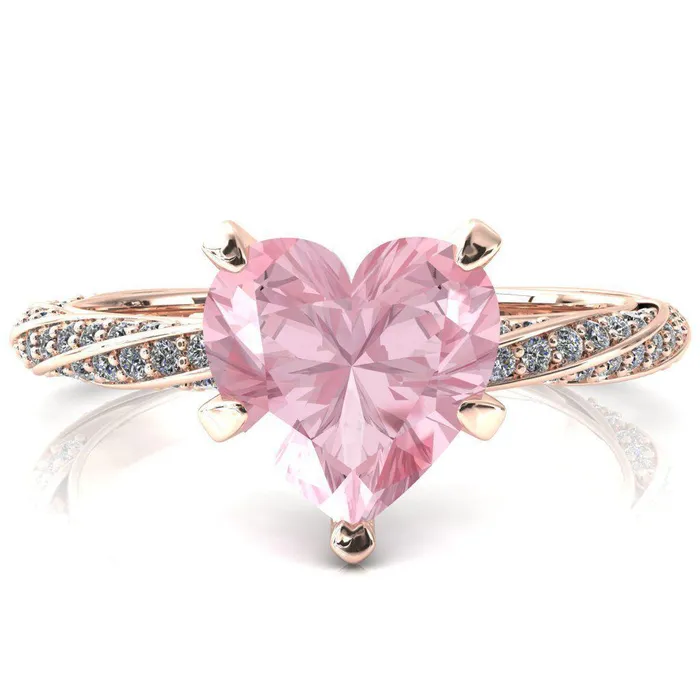 Fire Brilliance Elysia Heart Pink Sapphire 5 Prong 34 Eternity Diamond Accent Ring Rings