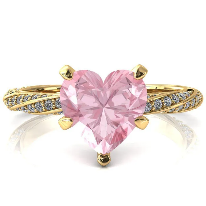 Fire Brilliance Elysia Heart Pink Sapphire 5 Prong 34 Eternity Diamond Accent Ring Rings