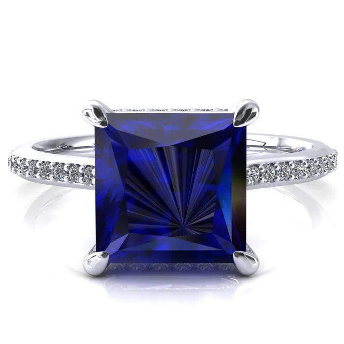 Fire Brilliance Kiki Princess Blue Sapphire 4 Prongs Claw Floating Halo 12 Pinpoint Inverted Cathedral Ring Rings Fire Brilliance Kiki Princess Blue Sapphire 4 Prongs Claw Floating Halo 12 Pinpoint Inverted Cathedral Ring Rings