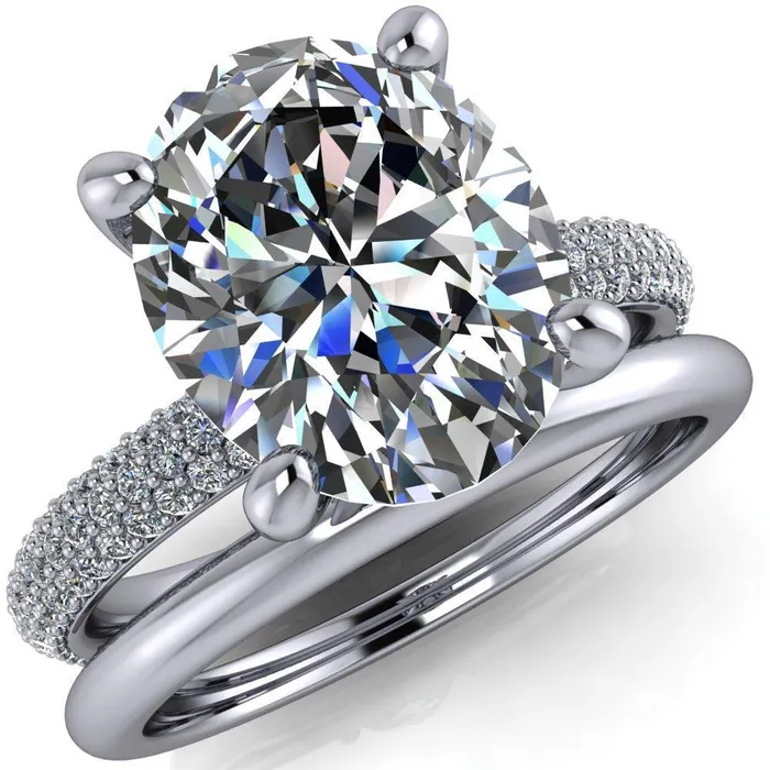 Fire Brilliance Moreaux Oval Center Stone 4 Prong HalfRound Shank Engagement Ring Rings