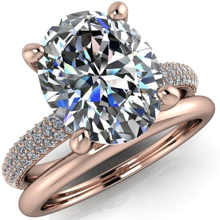 Fire Brilliance Moreaux Oval Center Stone 4 Prong HalfRound Shank Engagement Ring Rings