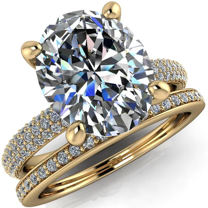 Fire Brilliance Moreaux Oval Center Stone 4 Prong HalfRound Shank Engagement Ring Rings