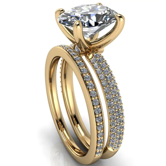 Fire Brilliance Moreaux Oval Center Stone 4 Prong HalfRound Shank Engagement Ring Rings