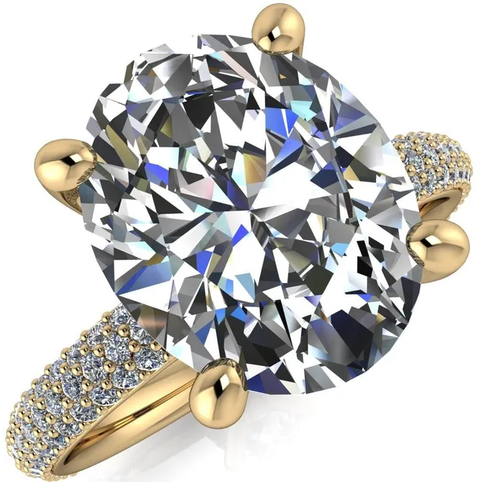 Fire Brilliance Moreaux Oval Center Stone 4 Prong HalfRound Shank Engagement Ring Rings