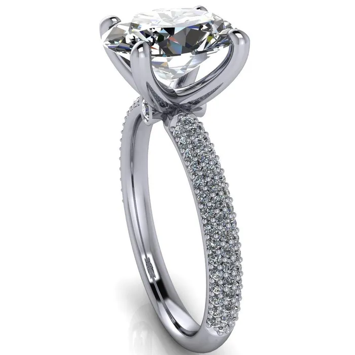 Fire Brilliance Moreaux Oval Center Stone 4 Prong HalfRound Shank Engagement Ring Rings