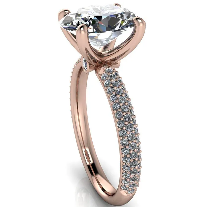 Fire Brilliance Moreaux Oval Center Stone 4 Prong HalfRound Shank Engagement Ring Rings