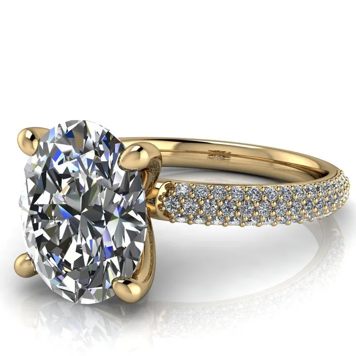 Fire Brilliance Moreaux Oval Center Stone 4 Prong HalfRound Shank Engagement Ring Rings