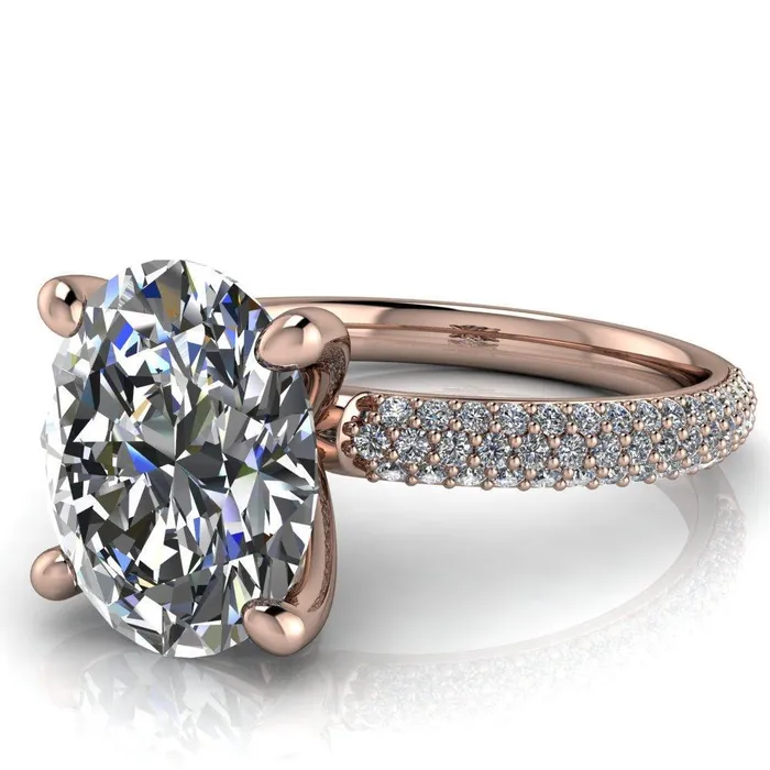 Fire Brilliance Moreaux Oval Center Stone 4 Prong HalfRound Shank Engagement Ring Rings