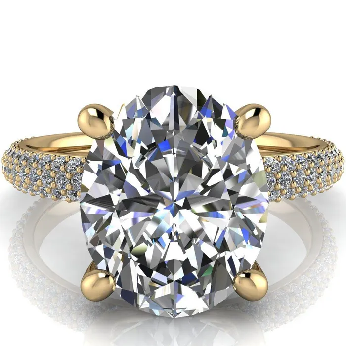 Fire Brilliance Moreaux Oval Center Stone 4 Prong HalfRound Shank Engagement Ring Rings