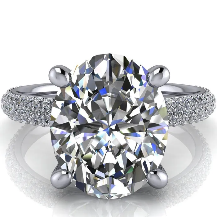 Fire Brilliance Moreaux Oval Center Stone 4 Prong HalfRound Shank Engagement Ring Rings