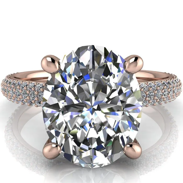 Fire Brilliance Moreaux Oval Center Stone 4 Prong HalfRound Shank Engagement Ring Rings