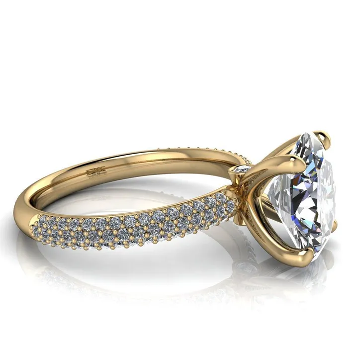 Fire Brilliance Moreaux Oval Center Stone 4 Prong HalfRound Shank Engagement Ring Rings