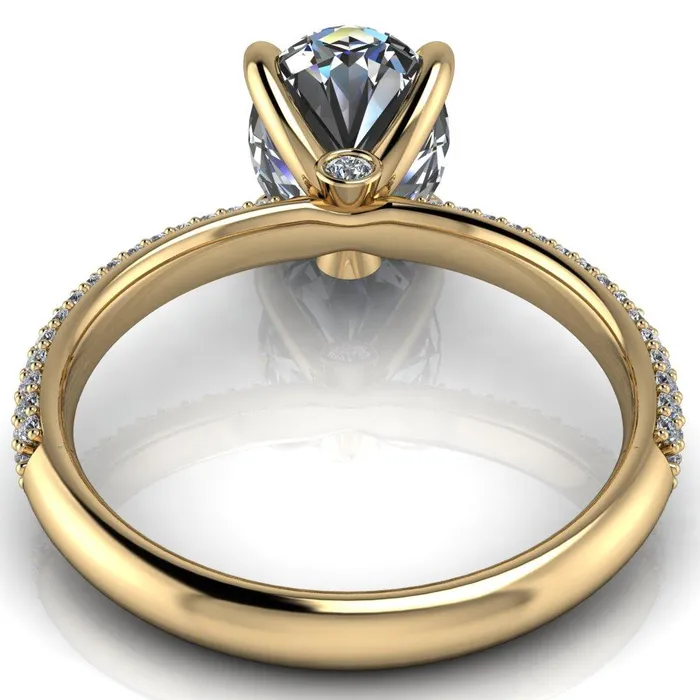 Fire Brilliance Moreaux Oval Center Stone 4 Prong HalfRound Shank Engagement Ring Rings