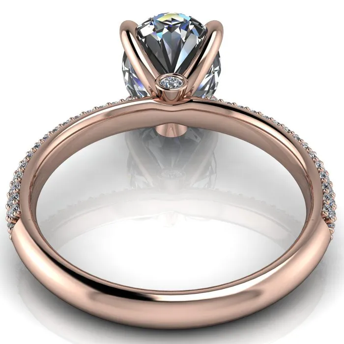 Fire Brilliance Moreaux Oval Center Stone 4 Prong HalfRound Shank Engagement Ring Rings