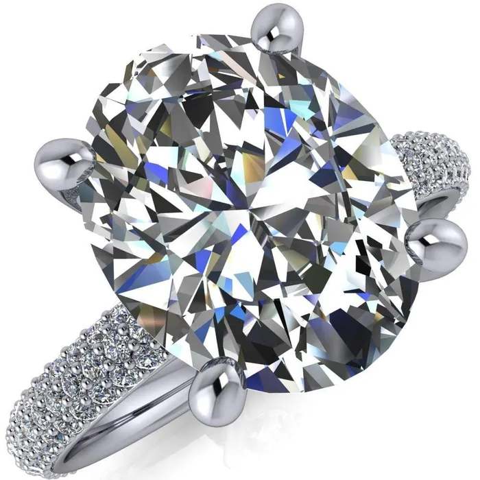 Fire Brilliance Moreaux Oval Center Stone 4 Prong HalfRound Shank Engagement Ring Rings