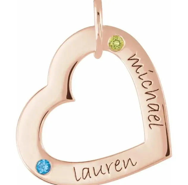 Fire Brilliance Necklaces 2Stone Posh Mommy Medium Engravable Heart Loop Pendant Fire Brilliance Necklaces 2Stone Posh Mommy Medium Engravable Heart Loop Pendant